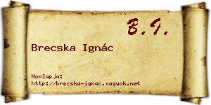 Brecska Ignác névjegykártya